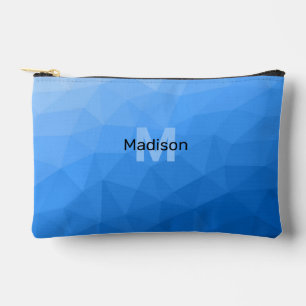 Blaues geometrisches Maschenmuster Monogram Zubehörtasche