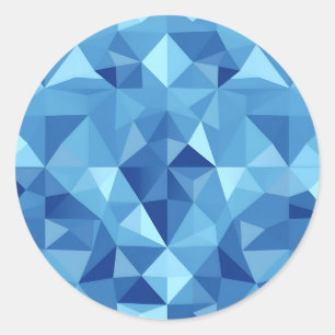 Blaues geometrisches Mosaikfliesenmuster Runder Aufkleber