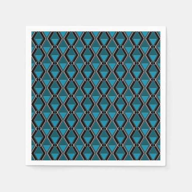 Blaues geometrisches Muster Deko Serviette (Vorderseite)