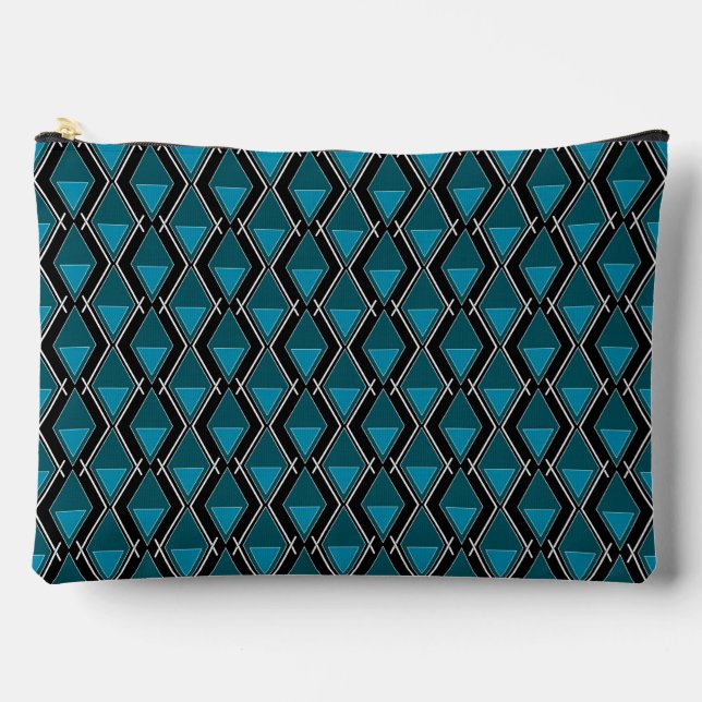 Blaues geometrisches Muster Deko Zubehörtasche (Vorderseite)