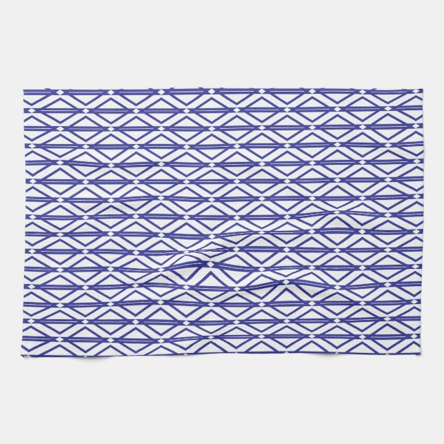 Blaues geometrisches Muster Geschirrtuch (Horizontal)