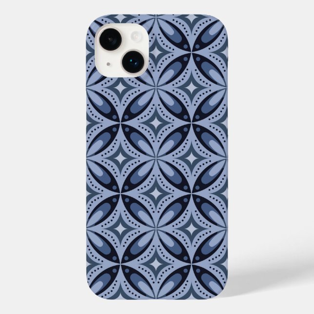 Blaues geometrisches Muster im Retro-Stil Case-Mate iPhone Hülle (Rückseite)