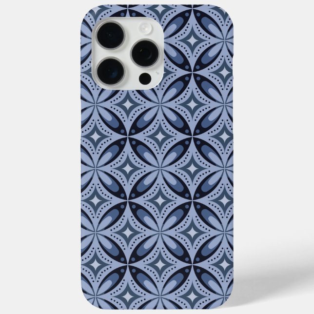 Blaues geometrisches Muster im Retro-Stil Case-Mate iPhone Hülle (Rückseite)