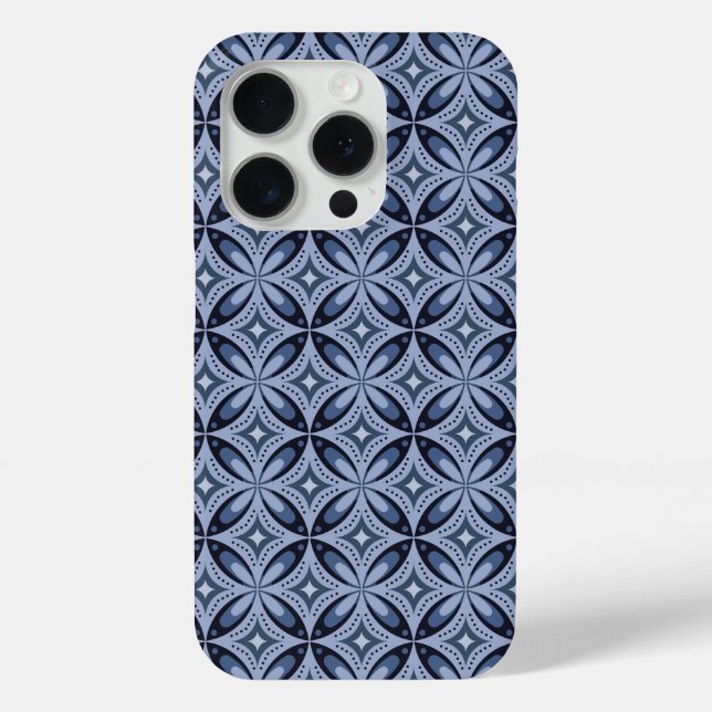 Blaues geometrisches Muster im Retro-Stil Case-Mate iPhone Hülle (Rückseite)