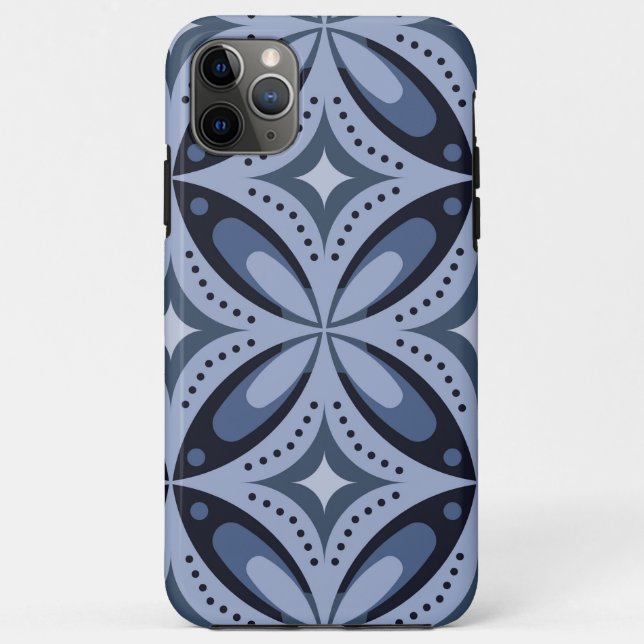 Blaues geometrisches Muster im Retro-Stil Case-Mate iPhone Hülle (Rückseite)