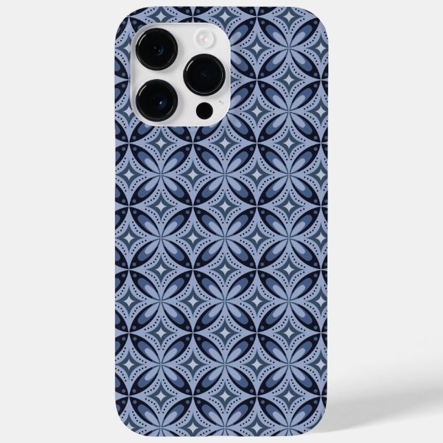 Blaues geometrisches Muster im Retro-Stil Case-Mate iPhone Hülle (Rückseite)