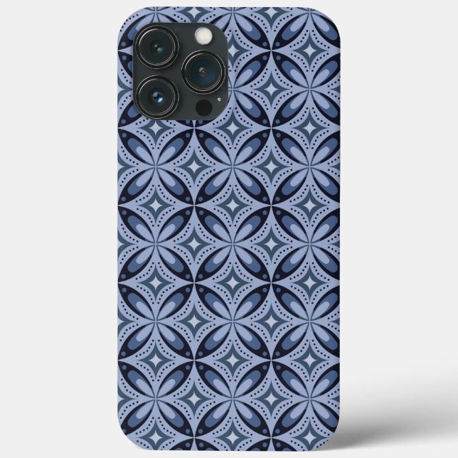 Blaues geometrisches Muster im Retro-Stil Case-Mate iPhone Hülle (Rückseite)