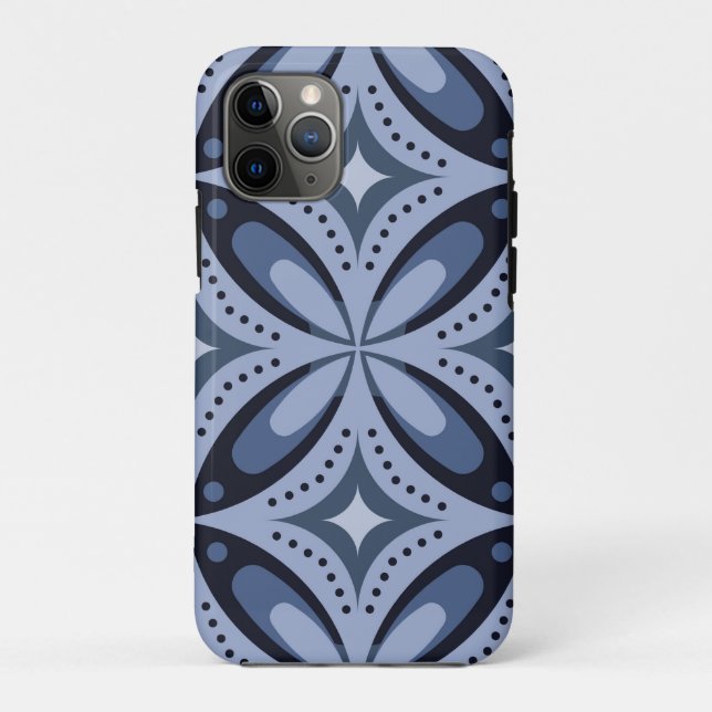 Blaues geometrisches Muster im Retro-Stil Case-Mate iPhone Hülle (Rückseite)