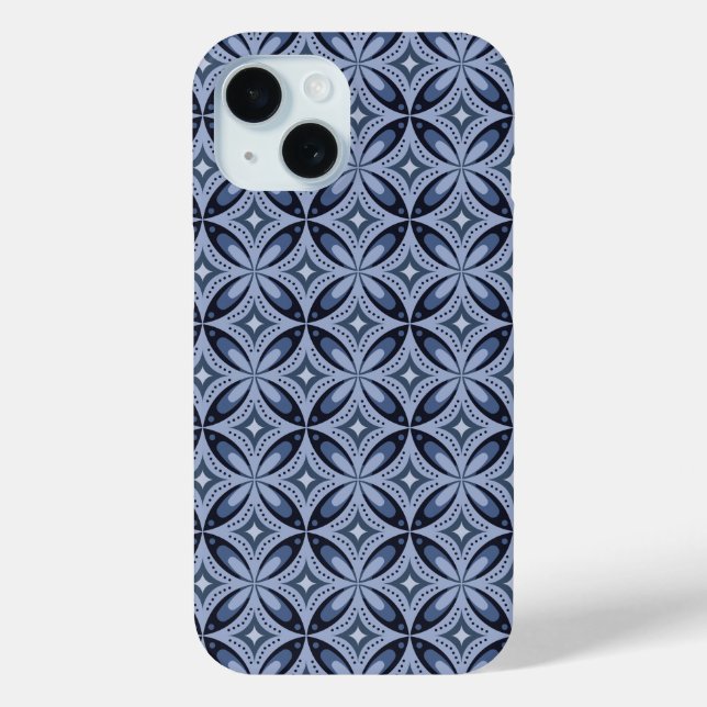 Blaues geometrisches Muster im Retro-Stil Case-Mate iPhone Hülle (Rückseite)