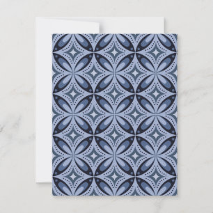 Blaues geometrisches Muster im Retro-Stil Dankeskarte