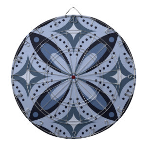 Blaues geometrisches Muster im Retro-Stil Dartscheibe