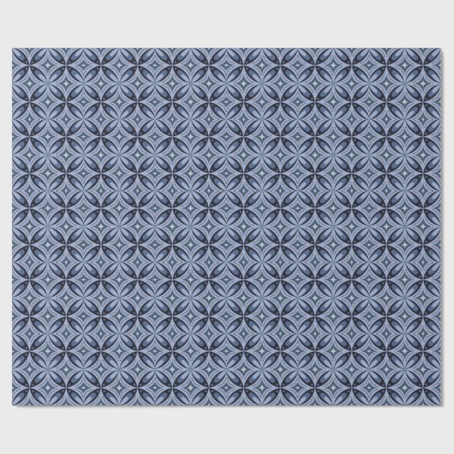 Blaues geometrisches Muster im Retro-Stil Geschenkpapier (Flach)