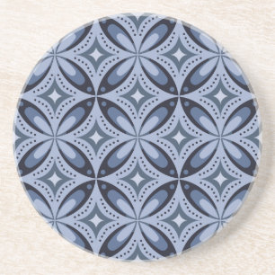 Blaues geometrisches Muster im Retro-Stil Getränkeuntersetzer