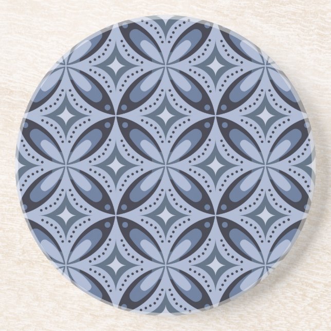 Blaues geometrisches Muster im Retro-Stil Getränkeuntersetzer (Vorne)