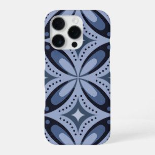 Blaues geometrisches Muster im Retro-Stil iPhone 16 Pro Hülle
