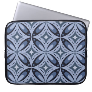 Blaues geometrisches Muster im Retro-Stil Laptopschutzhülle