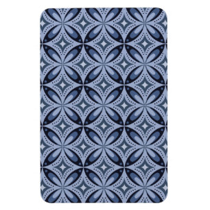 Blaues geometrisches Muster im Retro-Stil Magnet