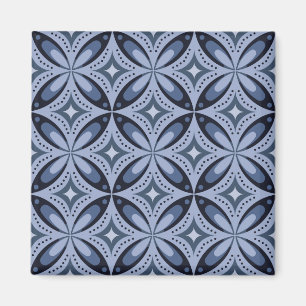 Blaues geometrisches Muster im Retro-Stil Magnet