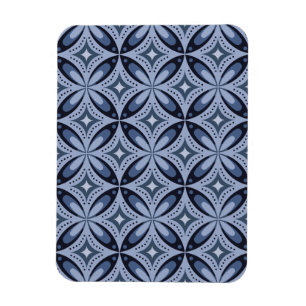 Blaues geometrisches Muster im Retro-Stil Magnet