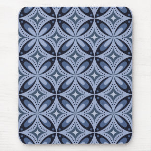 Blaues geometrisches Muster im Retro-Stil Mousepad