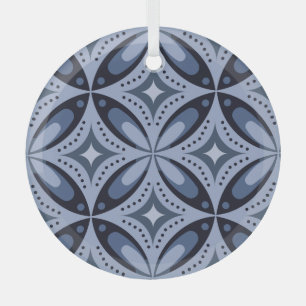 Blaues geometrisches Muster im Retro-Stil Ornament Aus Glas