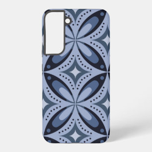 Blaues geometrisches Muster im Retro-Stil Samsung Galaxy Hülle