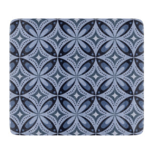 Blaues geometrisches Muster im Retro-Stil Schneidebrett