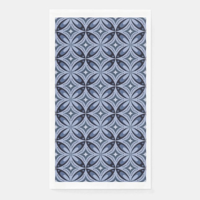 Blaues geometrisches Muster im Retro-Stil Serviette (Vorderseite)