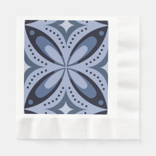 Blaues geometrisches Muster im Retro-Stil Serviette