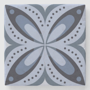 Blaues geometrisches Muster im Retro-Stil Steinuntersetzer