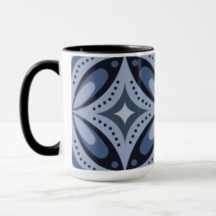 Blaues geometrisches Muster im Retro-Stil Tasse
