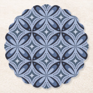 Blaues geometrisches Muster im Retro-Stil Untersetzer