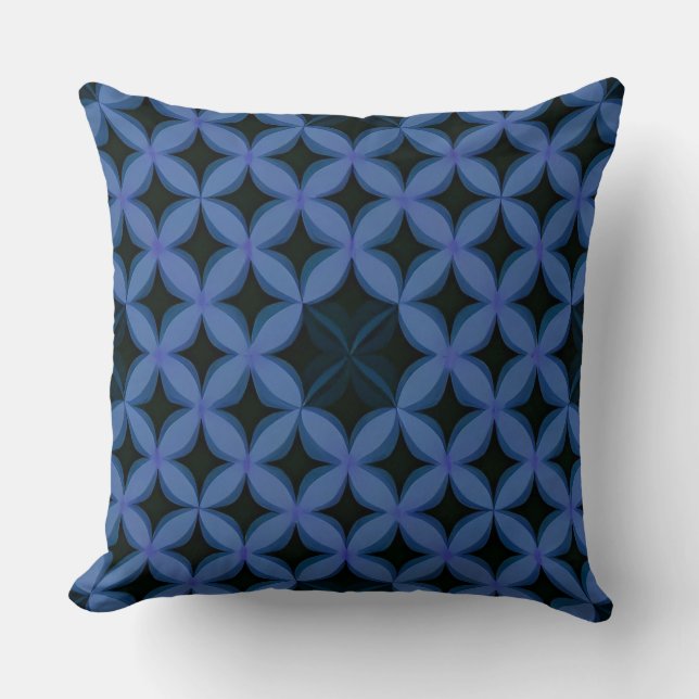 Blaues geometrisches Muster Kissen (Vorderseite)