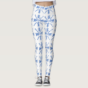 Blaues geometrisches Muster Leggings