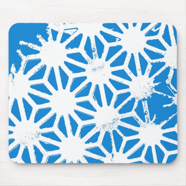 Blaues geometrisches Muster Mousepad (Vorne)