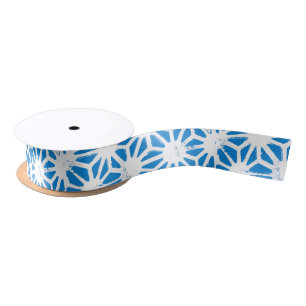 Blaues geometrisches Muster Satinband