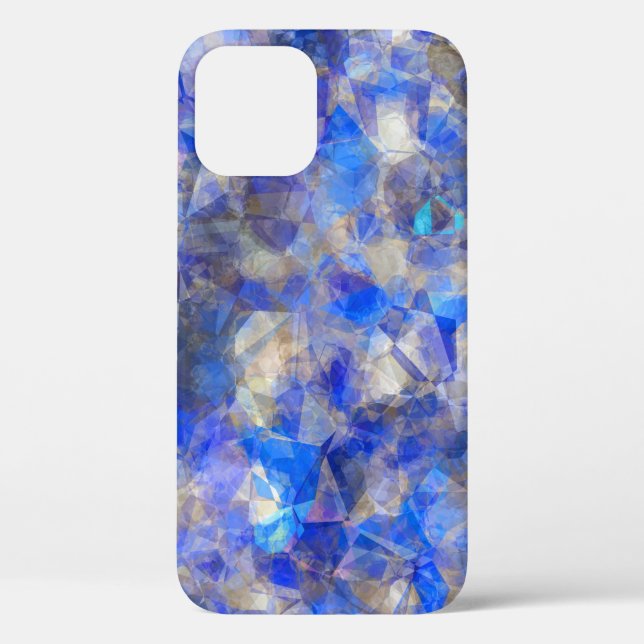 Blaues geometrisches Muster Simulationsglas Case-Mate iPhone Hülle (Rückseite)
