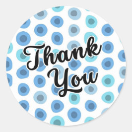 Blaues geometrisches Muster Vielen Dank Runder Aufkleber