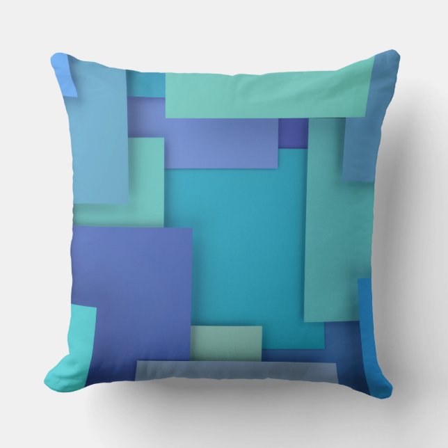 Blaues geometrisches Wirbelbandkissen Kissen (Vorderseite)