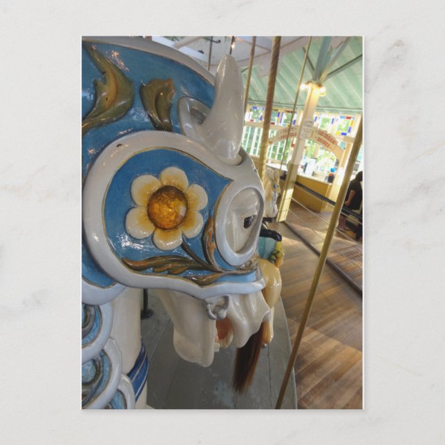 Blaues gepanzertes Pferdeprofil, Crescent Park Kar Postkarte (Vorderseite)