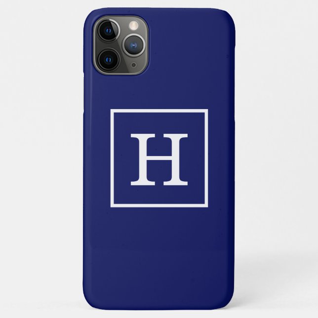 Blaues Gerahmtes Anfangsmonogramm Case-Mate iPhone Hülle (Rückseite)