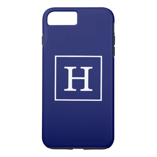 Blaues Gerahmtes Anfangsmonogramm Case-Mate iPhone Hülle (Rückseite)
