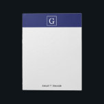 Blaues Gerahmtes Anfangsmonogramm Notizblock<br><div class="desc">Navy Blue and White Gerahmt Initial Monogram Ein stilvoller solider Hintergrund mit einem gerahmten Bereich für Ihr Monogramm, Ihren Namen oder andere Texte. Sie können auch den Schriftart ändern, die Größe und Farbe des Schriftartes ändern, den Text verschieben usw. Wenn Sie dieses Design in anderen Farben möchten, schreiben Sie uns...</div>