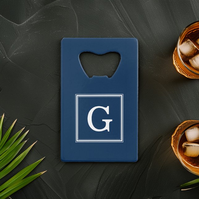 Blaues Gerahmtes Monogramm Geldbeutel Flaschenöffner (Von Creator hochgeladen)