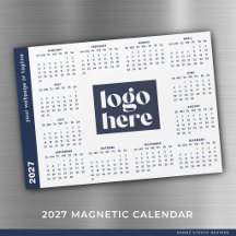 Blaues Geschäftslogo 2027 Magnetkalender 