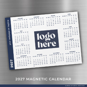 Blaues Geschäftslogo 2027 Magnetkalender Magnetkarte