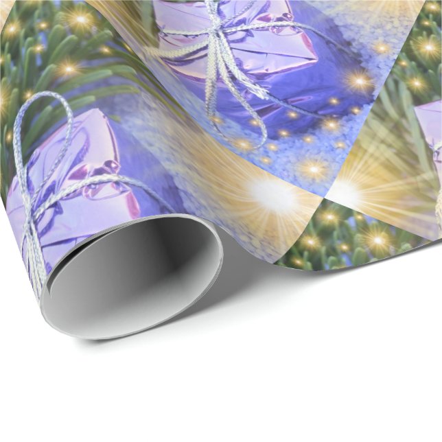 blaues Geschenk, einzigartiges, glänzendes Faltpap Geschenkpapier (Rolleneckpunkt)