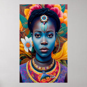 Blaues Gesicht, afrikanische Prinzessin Poster