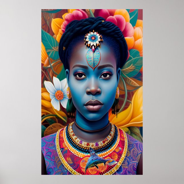 Blaues Gesicht, afrikanische Prinzessin Poster (Vorne)