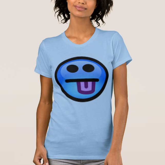 Blaues Gesicht mit der Zunge, die heraus haftet. T-Shirt (Vorderseite)
